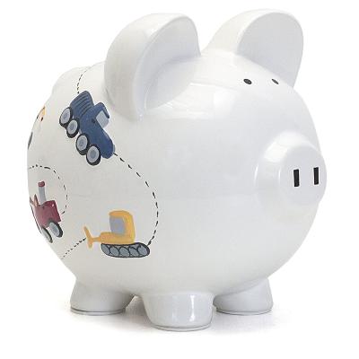 China Simple Modern Cute Home Ceramic Phone Booth Coin Money Collecting Saving Boxes Piggy Bank For Kids for sale