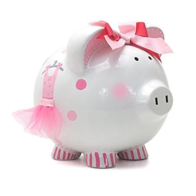 China Simple Modern Cute Bow Knot Piggy Bank Ceramic Piggy Bank Phone Booth Saving Piggy Bank For Kids for sale