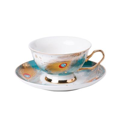 China Sustainable European Style Coffee Cup With Saucer Set Afternoon Tea Cup Exquisite Light Luxury Latte Milk Cups Water Cups for sale