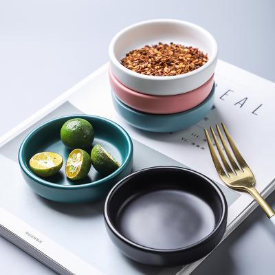 China Sustainable Nordic Household Ceramic Flavor Dish Soybean Vinegar Dipping Small Bowl Sauce Dish Seasoning Dish for sale