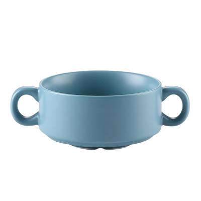 China Viable Binaural Cute Ceramic Bowl Household Oatmeal Bowl Bakeware Porcelain Cookware Tableware for sale