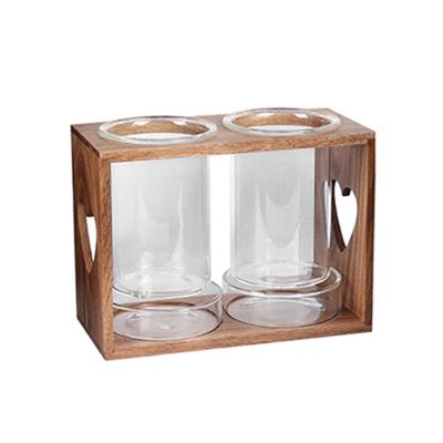 China Hotel Viable Glass Home Creative Restaurant Storage Rack Kitchen Chopstick Drain Commercial Acacia Wood Chopstick Rack for sale