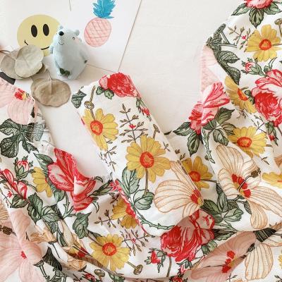 China Gots Bamboo 2Layers Organic Muslin Anti-pilling Wrap Floral Universal Blanket Baby Blanket for sale