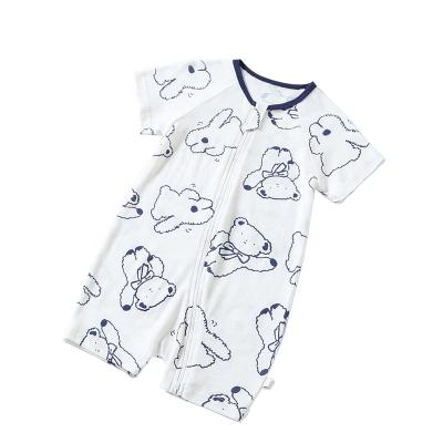 China Infant Baby Zipper Romper Soft And Lightweight Cotton Short Sleeve Pajamas Graphic Jumpsuit for sale