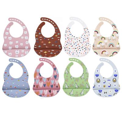 China BPA Free Silicone Bib New Printed Waterproof Baby Feeding To Newborn Aprons Adjustable Baby Bibs Burp Cloth for sale