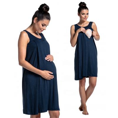 China Antibacterial Solid Maternity Dress Women's Casual Sleeveless Maternity Tank Breastfeeding Dresses for sale