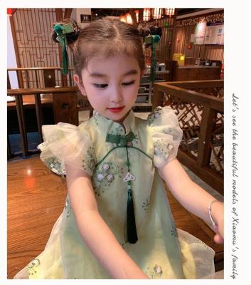 China Chinese Style Super Sundre Fairy Tang Dress Girls Qipao Dress Children Washable Summer Skirt Style One Year Old Slim Baby Dress for sale