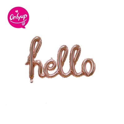 China Wholesale Gift Toy BLN Balloon United Rose Gold Hello Shaped Letter Self Inflating Balloon For Party Decoration for sale