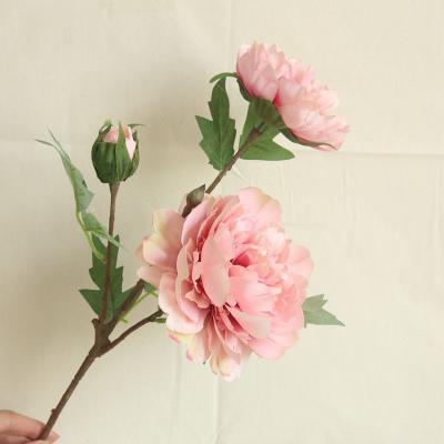 China Fashional Artificial Flowers Factory Direct Sale Silk Rose Peony 3 Heads Silk Peony For Arrangement for sale