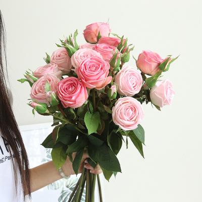 China Fashional Artificial Flowers High Grade Real Wedding 2 Heads Touch Flower Latex Roses For Home for sale