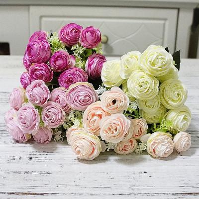 China Fashional Artificial Flowers China Supplier Wholesale Fake Wedding Artificial Flowers 10 Heads Roses Bouquet for sale