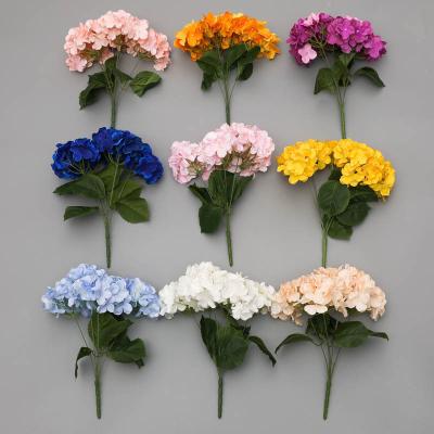 China Fashional Artificial Flowers Factory Wholesale 5 Branches Silk Flower Hydrangea Bouquet Wedding Artificial for sale