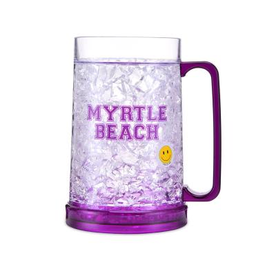 China Cheap Restaurant Home Classic Hotel Beer Mug Frosty Ice Mug Maker, Double Wall Freezer Plastic Beer Mug With Beer Mug Freezing Plastic for sale