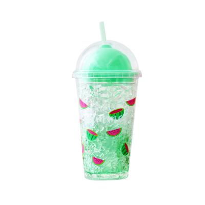 China Factory Wholesale Price Viable Freezer Straw Plastic Cup With Double-Dome Lid For Summer for sale