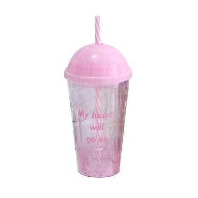 China Sustainable UK Premier League Double Wall Freezer Plastic Straw Tumbler With Dome Lid for sale