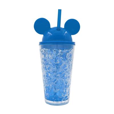 China Viable Micky Lid Cold 16oz Double Wall Mouse Ears Tumbler with Straw Frosty Freezer Frozen Straw Tumbler for sale