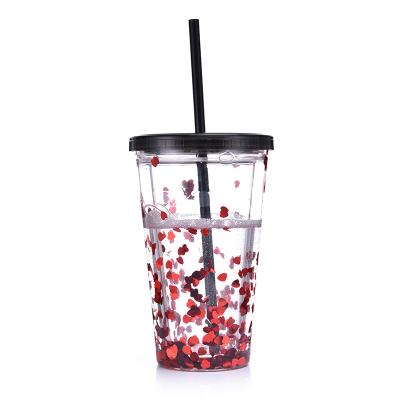 China New 2022 New 16oz Clear Double Cold Wall Sustainable Plastic Tumbler With Straw Frosty Freezer Frozen Straw Tumbler for sale