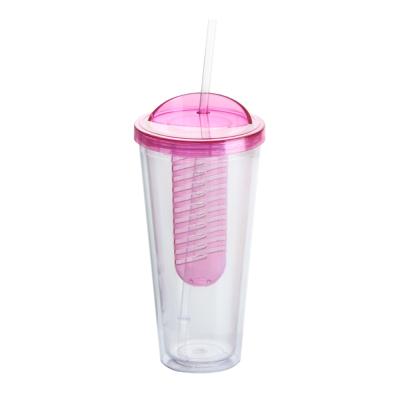 China Reusable Tumbler With Lid Minimalist Plastic Tea With Filter And Straw Ice Travel Cup Mug 650ml 24oz for sale