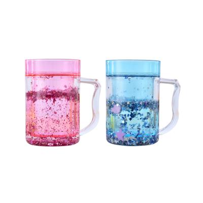 China 8 Ounce Minimalist Reusable Reusable Paperboard Child Plastic Cup Kids Glitter Glitter Cup Children Cup Promotional Plastic Cup for sale