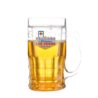 China High Quality Customized Promotional Reusable Viable Freeze Wall Freezer Cold Beer Double Mugs 22 Ounce Beer Mug for sale