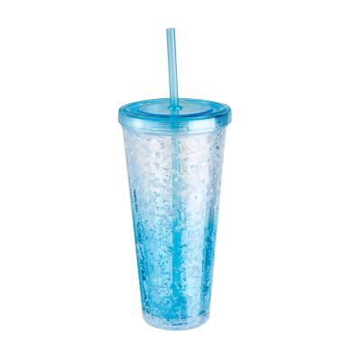 China 21oz Reusable Reusable Plastic Ice Gel Cups With Acrylic Straw Lid Clear Tumbler And Straw Mug Insulated Reusable Gel Tumbler for sale