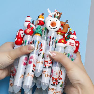 China Promotional Gift Pen Christmas Home Decor Party 10 In 1 Custom Action Ballpoint Pen Ink Color Logo Plastic Ballpoint Pen for sale