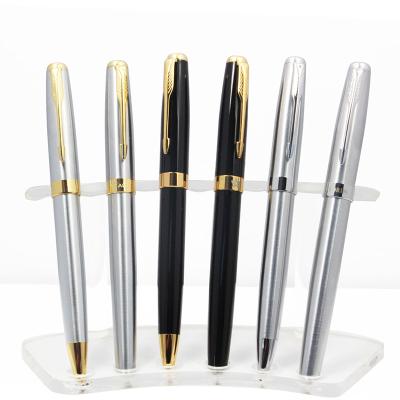 China Baoer-388 Promotional Pen Office Writing Pen Customized Logo Gold Balance Stainless Steel Ballpoint Pen for sale