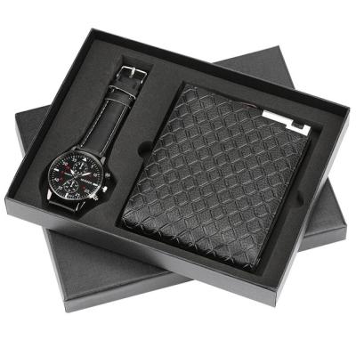 China Exquisite water resistant men's gift set packaging watch wallet set foreign trade watch set logo custom for sale