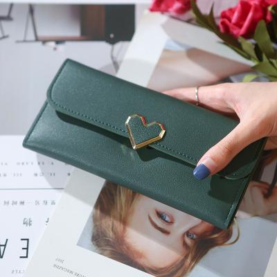 China Women's Minimalist Cute Wallet Long Metal Wallet Triple Waterproof Love Purse for sale