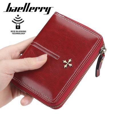 China Baellerry N1851 RFID Baellerry N1851 Women Multi-slots Wallet Pu Wallet Organ Short Style Leather RFID Vertical Zipper Coin Purse For Ladies for sale