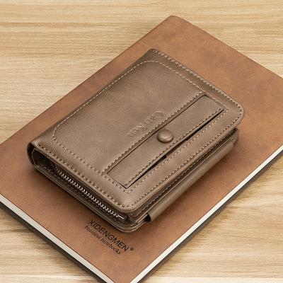 China New Carrken Waterproof Fashion Wallet Men's 3 Times Wallet Retro Short Multi-card Coin Purse for sale