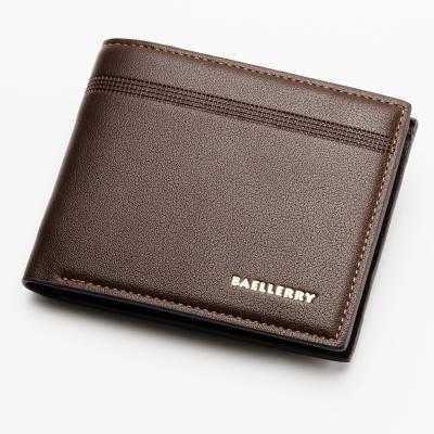 China Baellerry BR003 Fashion Men's Business Card Holder Lychee Pattern Waterproof Horizontal Short Wallet for sale