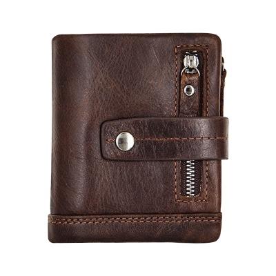 China Multifunctional RFID Fashion Layer Cowhide First 3 Times RFID Mens Genuine Leather Wallets for sale