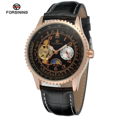 China Hot Selling Moon Phase Wish Forsining Watch Mens Tourbillon Moon Phase Automatic Mechanical Watch for sale