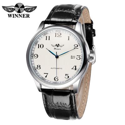 China Winner SLZc27 Luxury Automatic Date Watches Leather Strap Casual Slim Automatic Mechanical Wrist Watch For Men for sale