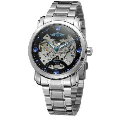 China Water Resistant SLZa94 Winner Ocean Fashion Luxury Blue Men Watches Stainless Steel Skeleton Automatic Mechanical Wrist Watch for sale