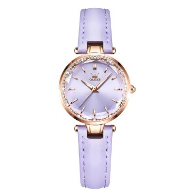 China OLEVS 6645 water resistant brand fashion watches leather feminine quartz watch women slim modern watch casual ladies for sale