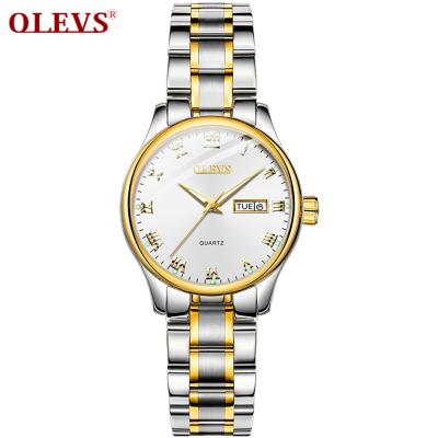 China 2021 Automatic Date Lover's Watch With Dual Calendar Gift Set Steel Band 5568 Olevs Couples Watch for sale