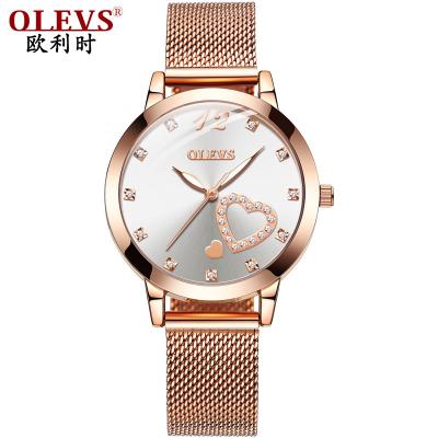 China OLEVS 5189 Water Resistant Rose Gold Girls Quartz Watch Mesh Band Lady Wrist Luminous Ultra Thin Casual Watch for sale