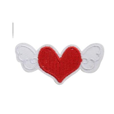 China Beautiful Sustainable High Quality Wing Embroidered Heart Patch for sale