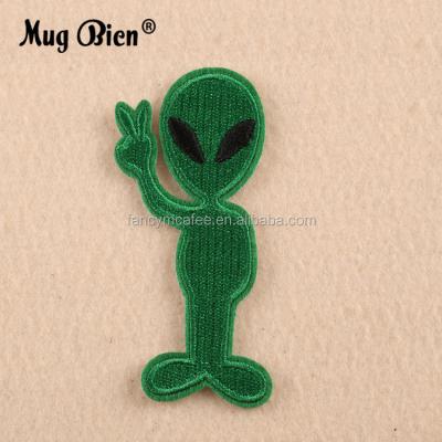 China Promotion Sustainable Design Iron AND Embroidery Green Foreign Custom Patch For Apparel for sale