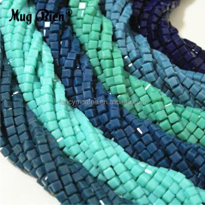 China Garment Accessories Wholesale Custom Square Beads Geometry Shaped Crystal Beads Green Blue Glass Cube Beads for sale