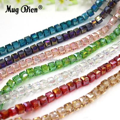 China Glass Necklace Crystal Beads Wedding Decorations Decorative Hanging Crystal Beads For Jewelry Making Garment Accessories AB Color Square for sale