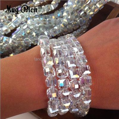 China Garment Accessories Pujiang AB Color Crystal Lighting Square Beads For Wedding Decoration for sale