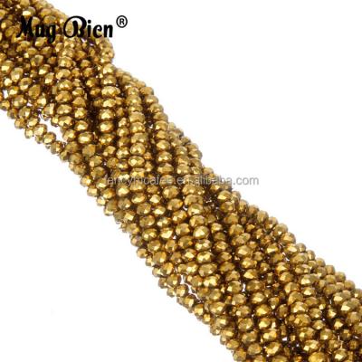 China Custom Color Plated Garment Accessories Pujiang AB Glass Crystal Rondelle Bead for sale