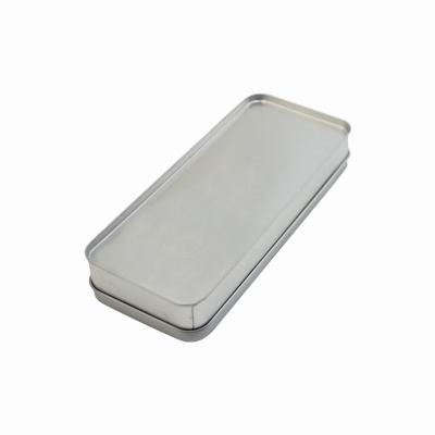 China Small Rectangle Square Metal Tea Tin Kitchen Food Grade Empty Slivery White Storage Box for sale