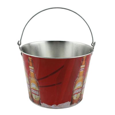 China Sustainable Support Customized Logo Printing 0.23 Mm Tinplate Beer Ice Bucket For Bar for sale