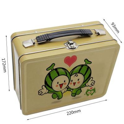 China Gift & Rectangular Craft China Support Customization Metal Biscuit Tin Drawing Box With Handle for sale