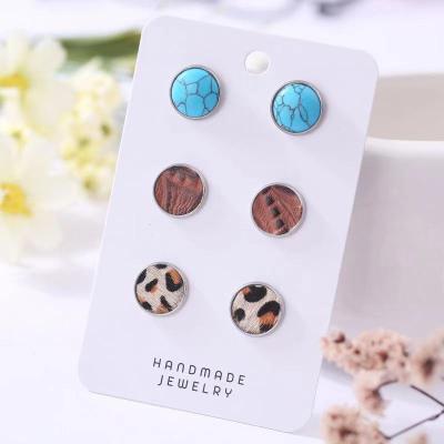 China Vintage America Jewelry Personality Turquoise Stud Earring Fashion Metal Turquoise Round Earring for sale