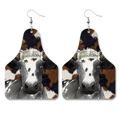 China Newest Vintage Cowboy Vintage Western Personality Geometric PU Leather Drop Earrings Retro Leather Earrings for sale